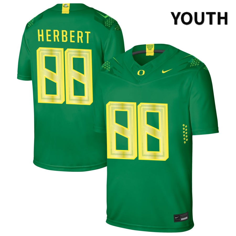 Oregon Ducks Youth #88 Patrick Herbert Football College Authentic Green NIL 2022 Nike Jersey FGK21O5L